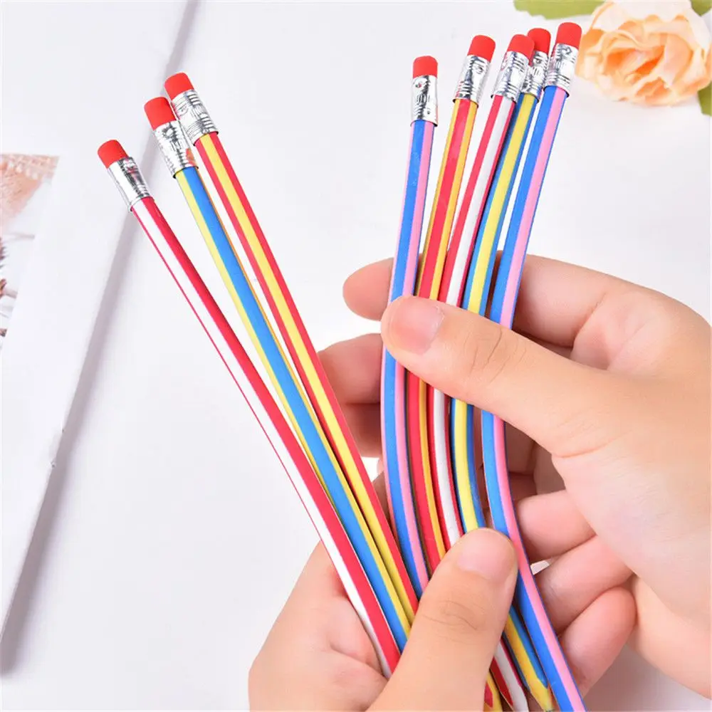 

50pcs Colorful Pencil with Eraser Kawaii Bend At Will Magic Soft Pencils Cute School Supplies Office Stationery Art Supplies