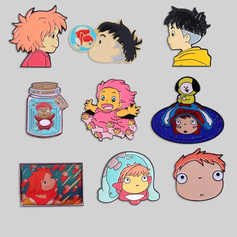 Высококачественная эмалированная заколка Ponyo, мультяшная забавная женская заколка для лацкана, Детские аксессуары для сумок, школьные ювелирные изделия, подарок