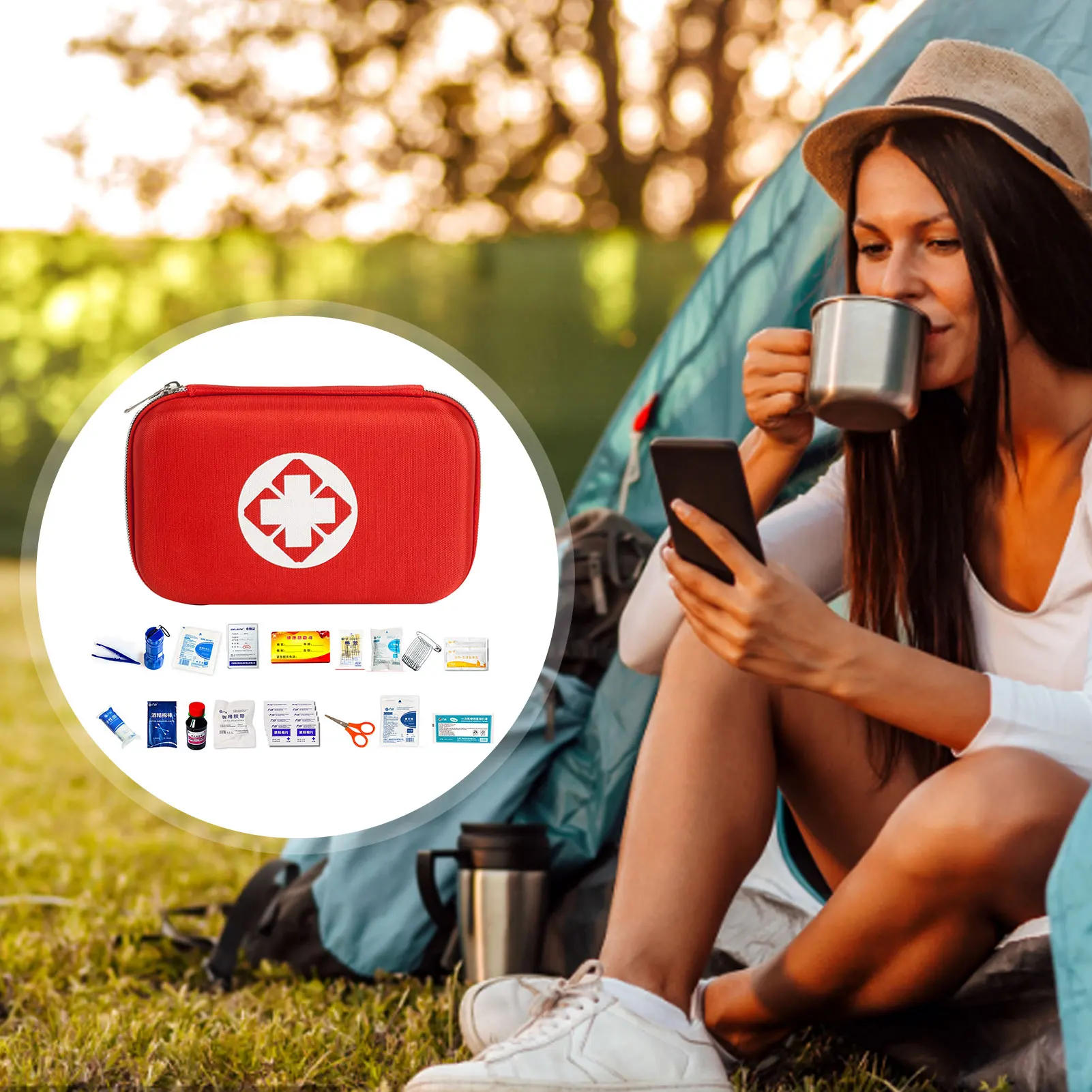 

Портативные наборы первой помощи, портативный маленький дорожный набор первой помощи, водостойкий, жесткий корпус, маленький чехол для ули...