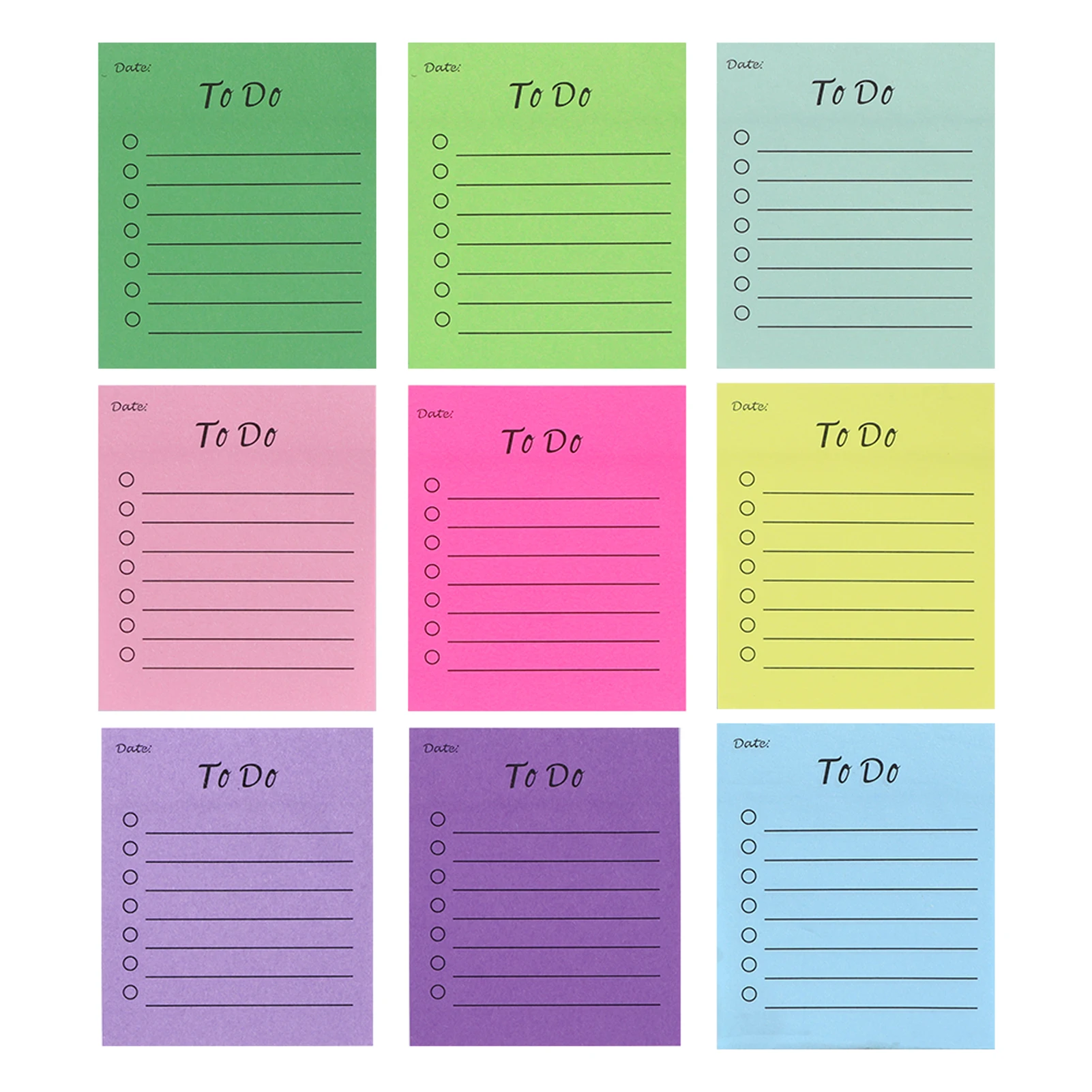 

9pcs 50 Sheets Lined Self Stick Note Memo Pad Students Wall To Do List School Computer Home Office For Planner Desk Portable