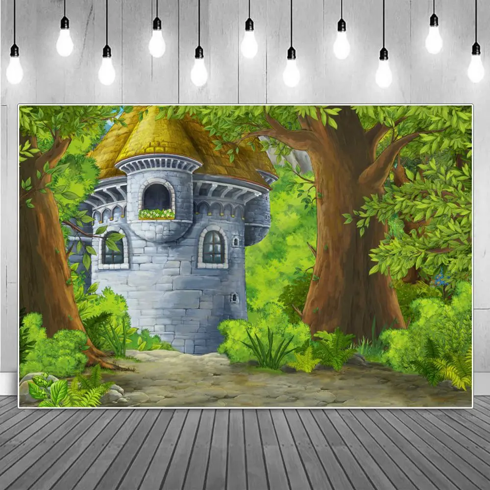 

Boys Castles Photography Backdrop Fairy Forest Birthday Decoration Children Spring Playground Home Party Studio Photo Background