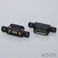 2pcs micro usb 5pin charging jack socket dock port 5p ip67 waterproof female connector with screw hole