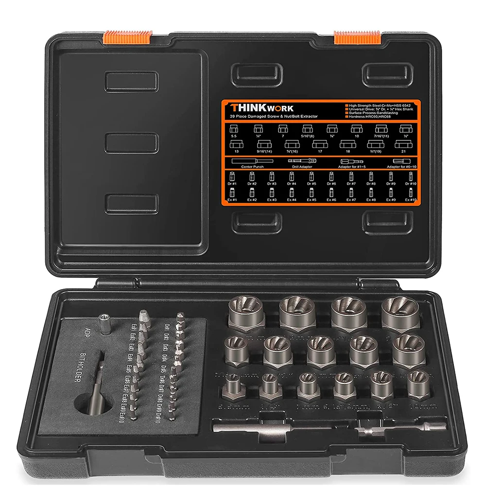 

Drill Bit Set Stripped Broken4/5/6 PCS Damaged Screw Extractor Screw Bolt Remover Extractor Easily Take Out Demolition Tools