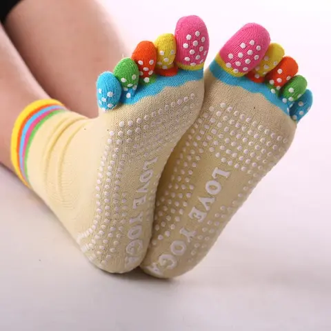 Дышащие удобные спортивные хлопковые нескользящие чулочно-носочные изделия средней длины Носки в Корейском стиле женские носки с пятью пальцами носки для йоги