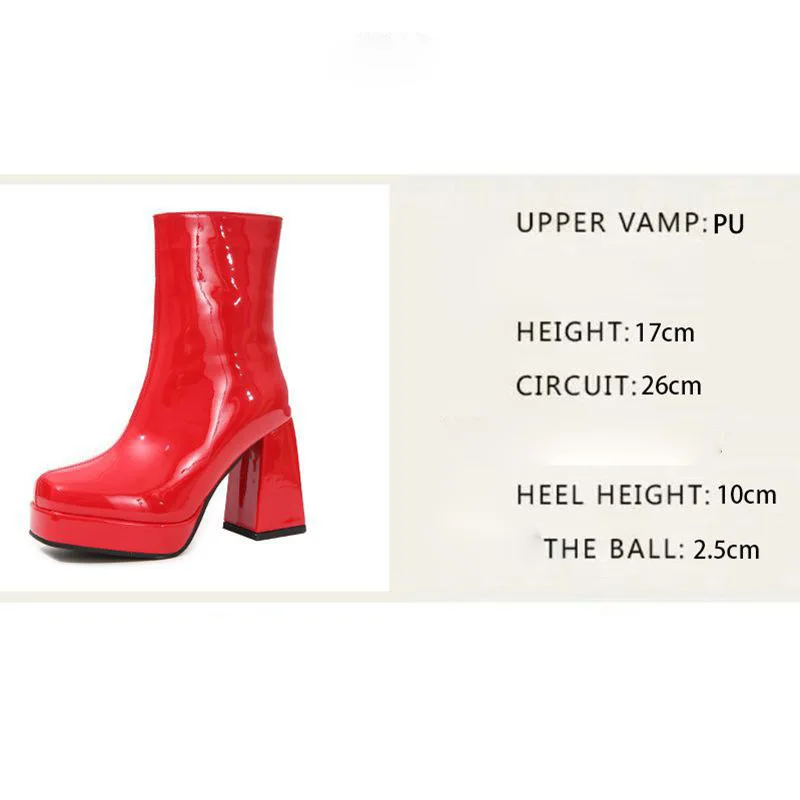 Girseaby новые блестящие женские ботильоны с квадратным носком на блочном каблуке 10