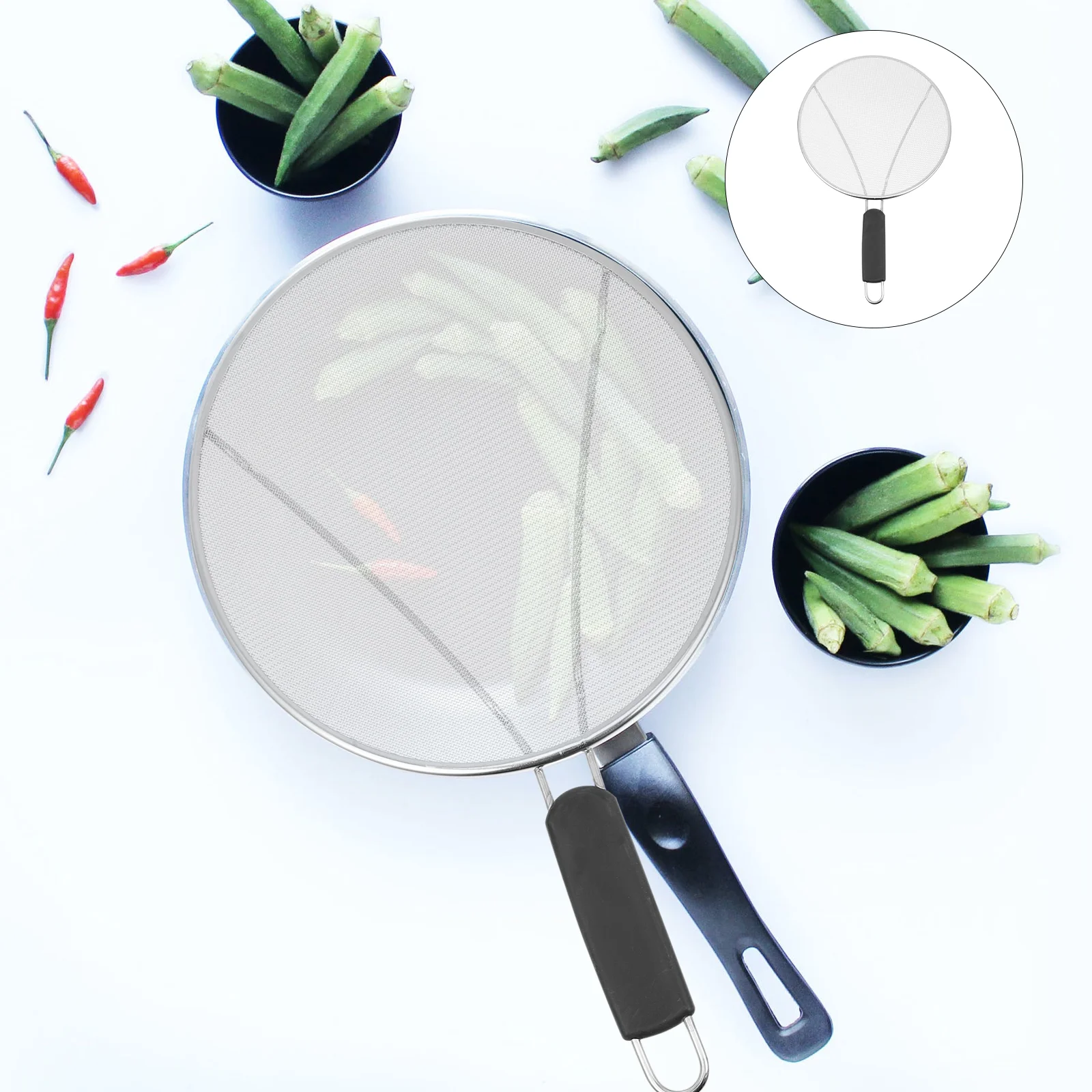 

Cover Stainless Steel Splatter Screen Cooking Tool Portable Oil Splatter Guard for Kitchen Restaurant