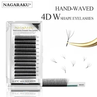nagaraku 4d w shape hand waved premade fans eyelash extensions full dense lashes natural soft light individual matte black