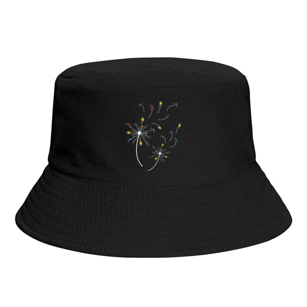 

Summer Unisex Leisure Bucket Hats Dandelion Flower Fly Women Men Fishing Hats Motorcycle Lover Autumn Streetwear Panama Cap