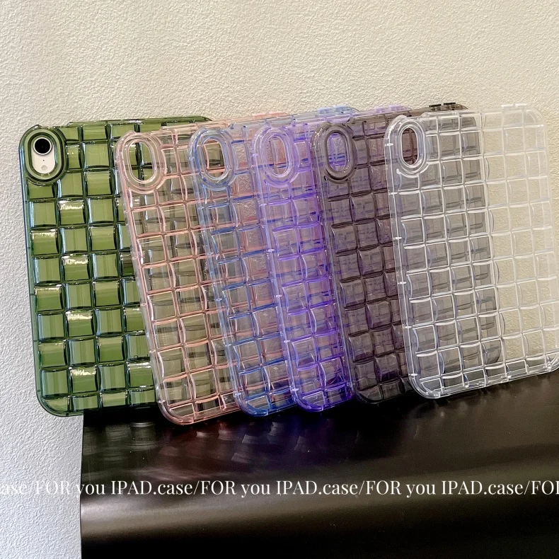 

For iPad 10.2 9th 8th 7th Case for iPad 9.7 Air 2 5 4 3 1 10th 10.9 Pro 10.5 11 Mini 6 5 4 Square Quilted Block Silicone Cover