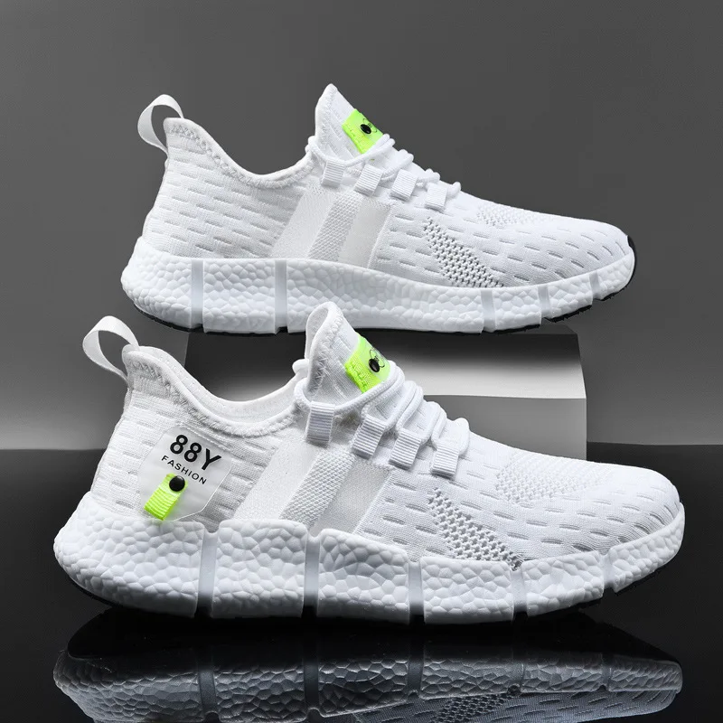 Men's Tide Shoes Flying Woven Shoes Sneakers Men's Running Shoes Casual Shoes Men's Sports Shoes Breathable and Comfortable