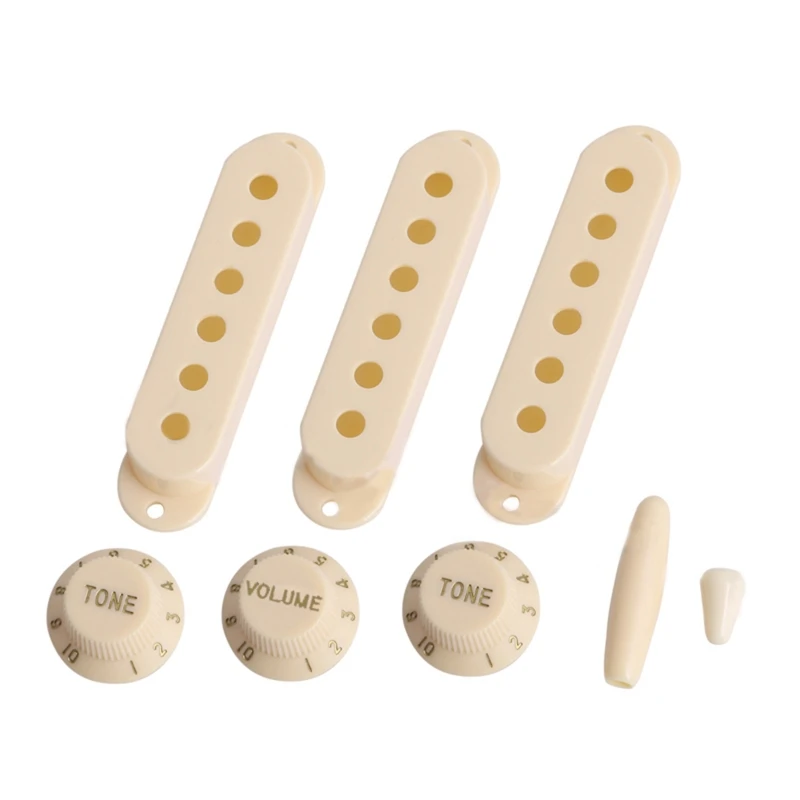 

8pcs SSS Pickup Cover Volume Tone Knob Switch Tip Set For Electric Guitar Cream New goods