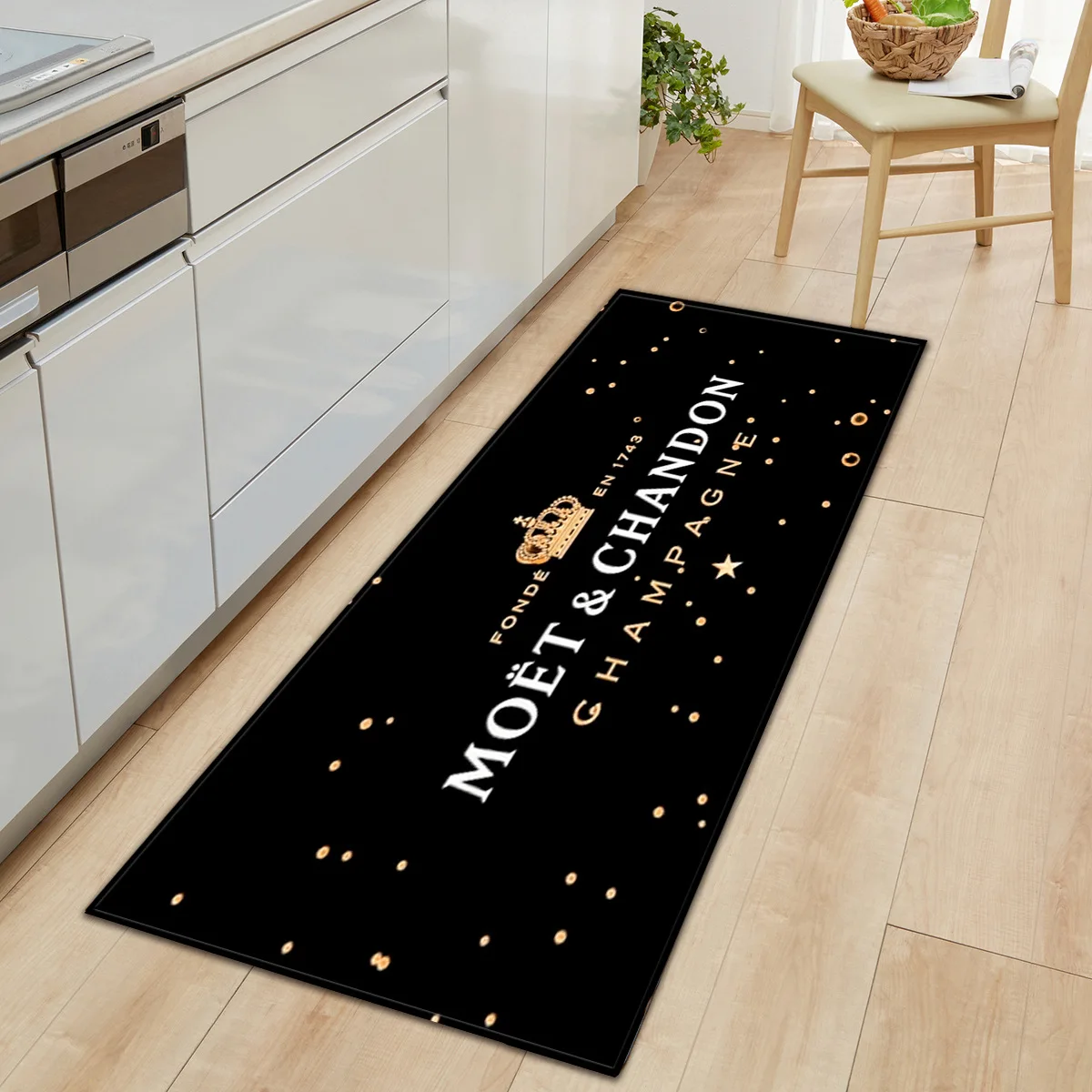 Moet&Chandon Brand logo floor mat, kitchen, household bathroom non slip door mat office carpet kitchen absorbent strip floor mat