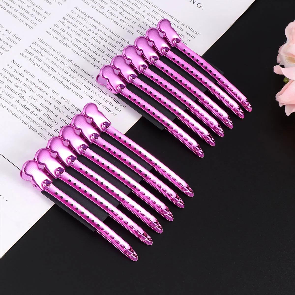 

12pcs Metal Hair Clip Professional Hairdressing Barrettes Sectioning Hair Clips for Hair Styling and Hair Cutting ( 9cm Violet )