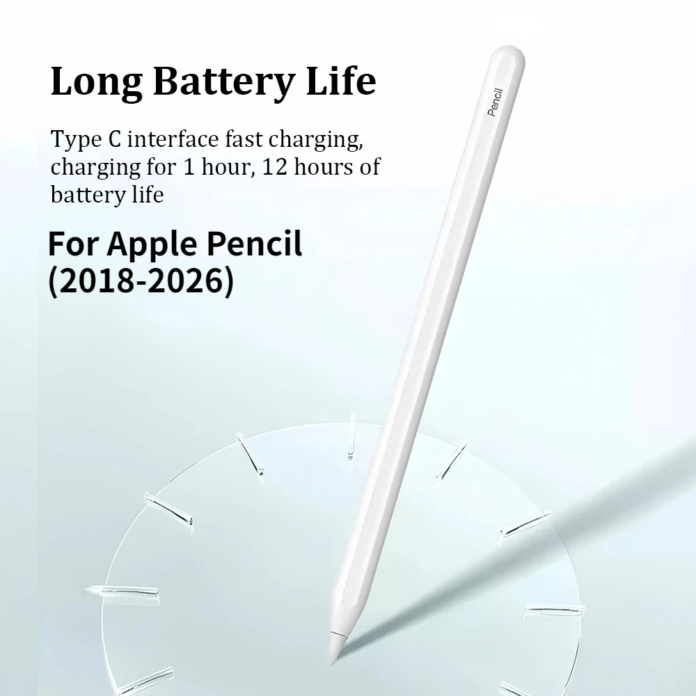 Фото Стилус для iPad с быстрой зарядкой, функцией Palm Rejection, Bluetooth, чувствительностью к наклону, для iPad 11-го поколения, A16 Pro 13, M4 Air, M2 Mini 7, 6 №5