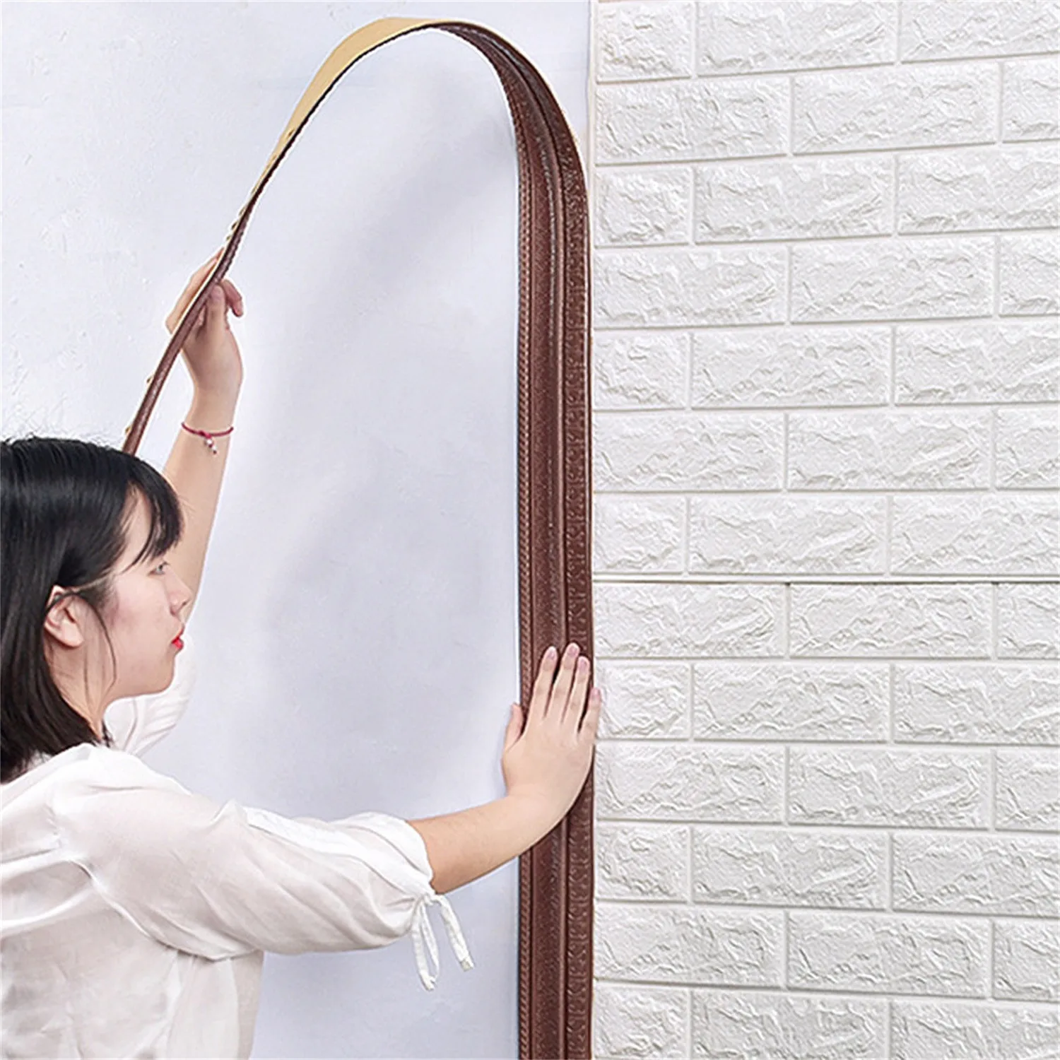 Самоклеящаяся Гибкая пенопластовая отделка 3D клейкая декоративная настенная