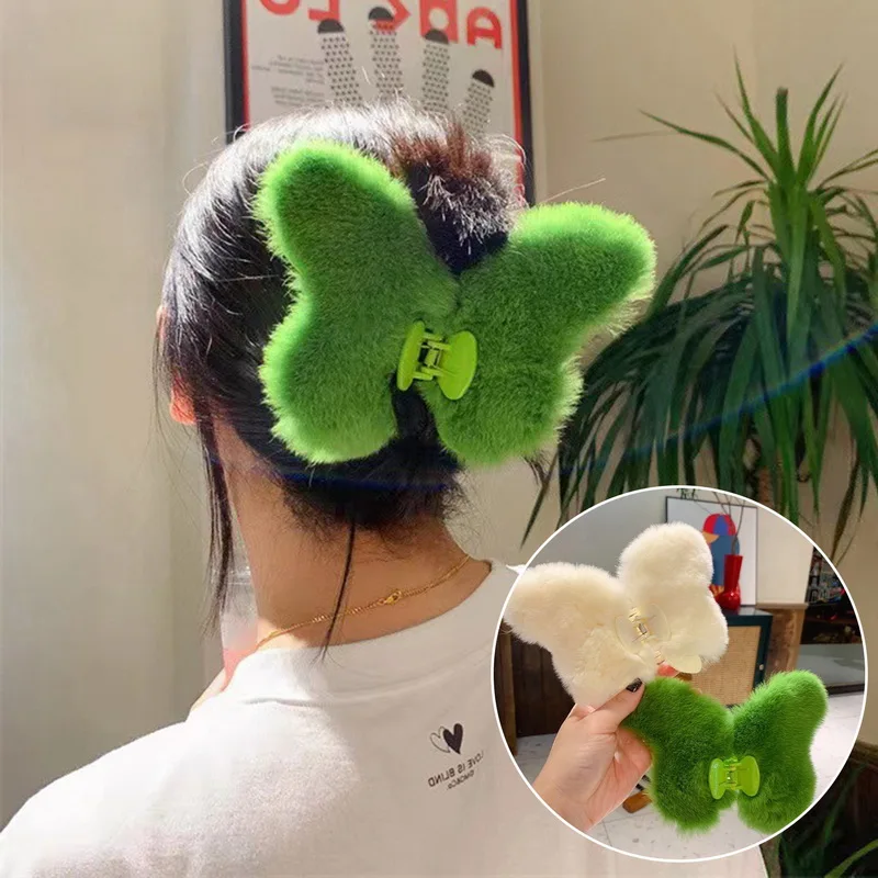 

Осень и зима зеленый кролик плюшевая Бабочка заколка для волос большой коготь для волос темперамент женские аксессуары для волос Элегантны...