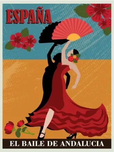 Испанский андалузский танц в испанском винтажном Ретро металлическом знаке