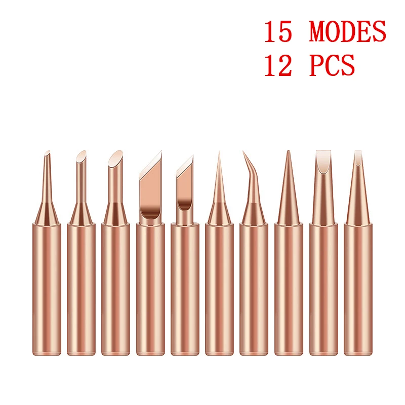 

12 шт., наконечники для паяльника 900M-T, бессвинцовые наконечники для паяльника из чистой меди, сварочная головка, инструменты для пайки BGA, инс...