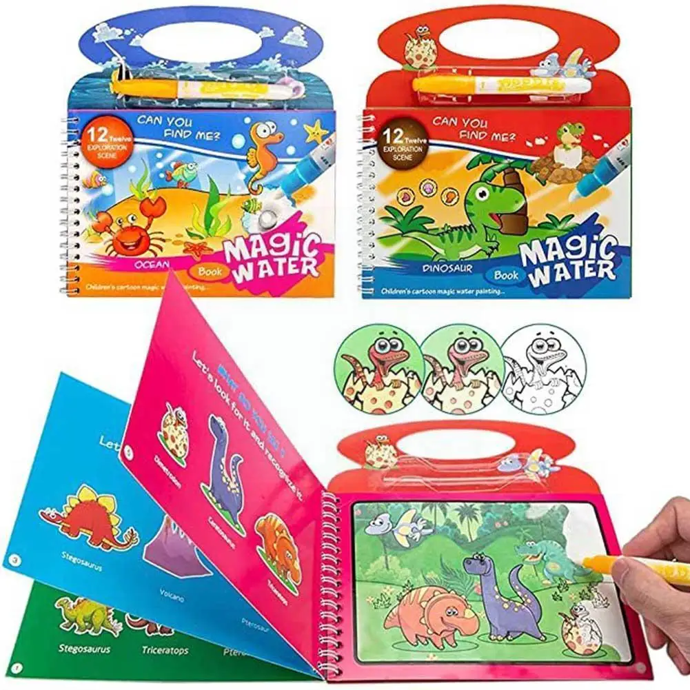 

Волшебная книга для рисования водой, книжка-раскраска и волшебная ручка, доска для рисования для детей, игрушки, подарок на день рождения F3Y7