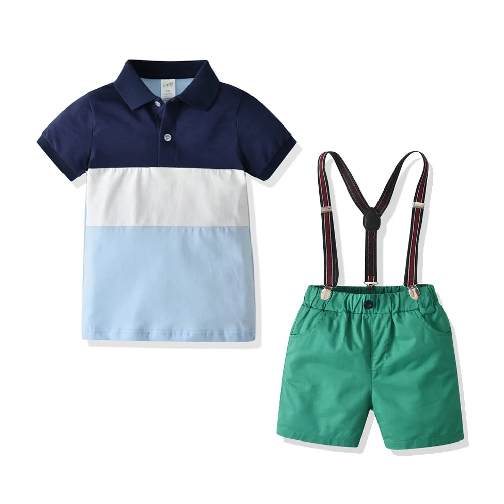 

Children Clothing Sets Baby Boy Clothes Infant Solid T-shirt + Suspender Shorts 2pcs Set Kids Toddler Summer Casual Outfits