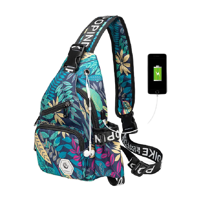 women's Fashion shoulder Oxford waterproof Chest Bags Maple leaf printing Messenger bag woman Half Moon small chest bags