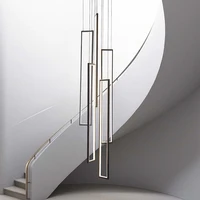 Modern Design Rectangular Black Led Pendant Lamp, Nordic Interior Decorative Lighting, Ideal For Dining Room, Hall Or Staircase
