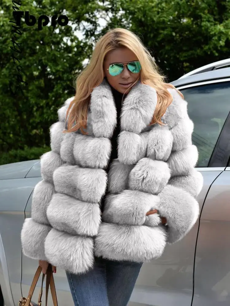 2022 Fashion Natural Artificial Fox Fur Coat Women Winter Warm Luxury Fur Jacket Outwear Female Solid Color Fleece Coats