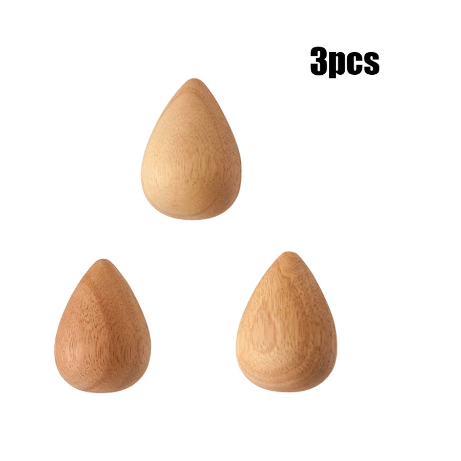 

Cute Water Drop Shape Log Color Wood Hook Multi-Purpose Key Holder Decoration Wall Coat Hat Clothes Storage Home Wall Organizer