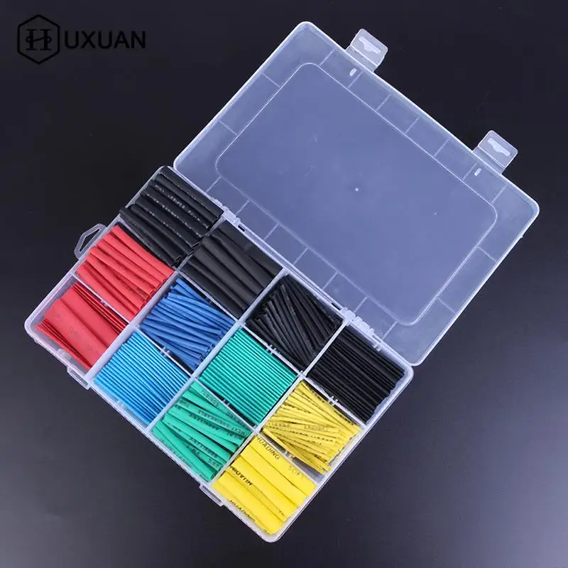 530pcs/set Insulation Shrinkable Tube Heat Shrink Tubing Assortment Electronic Polyolefin Ratio 2:1 Wrap Wire Cable Sleeve Kit |