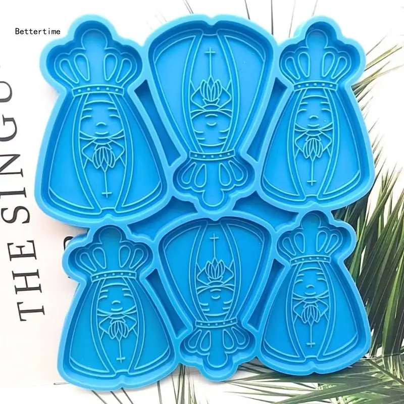 

B36D 6 Holes Silicone Epoxy Molds King Shaped DIY Craft Moulds Home Table Decorations