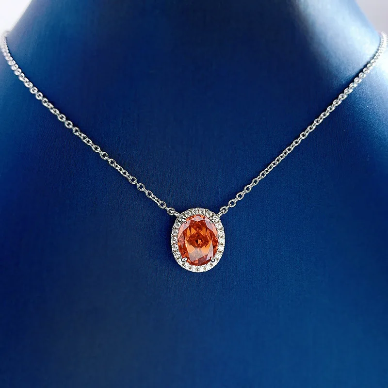 

Новый Фиолетовый Кулон из высокоуглеродистого бриллианта, инкрустированный овальным простым ожерельем 8*10 из серебра 925 пробы 40 + 3