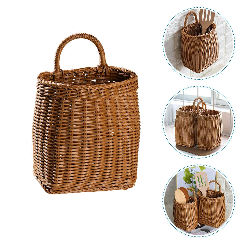 

Storage Bucket Seasoning Balcony Decor Indonesia Rattan Basket Handmade Container Kitchen Woven Hanging Plastic Wicker Hamper