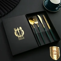 304 stainless steel gold cutlery sets golden spoons forks knives cutlery set knife fork coffee spoon chopsticks dinnerware set