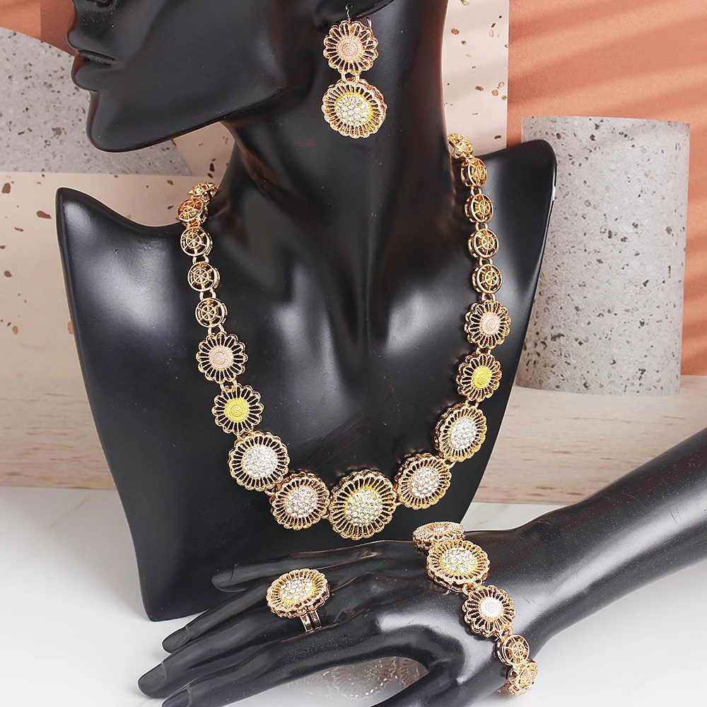 

Fashion Jewelry Bohemia Jewelry Sets For Women Earrings Necklace Pendant Flower Jewelry For Engagement fashion Jewelry Findings