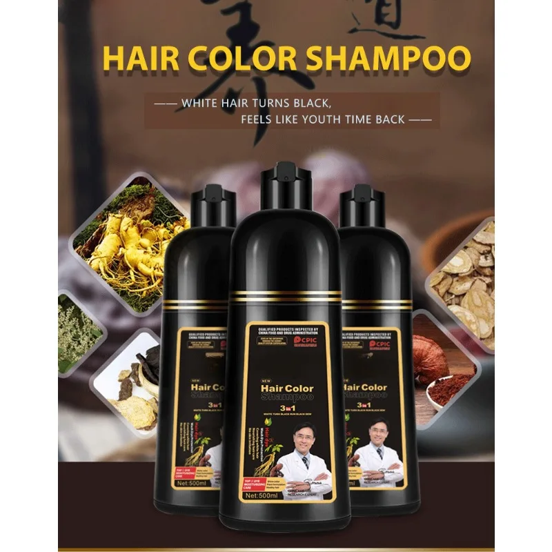 

Permanent Hair Shampoo Organic Natural Fast Hair Dye Plant Essence Hair Colorng Cream Cover Dye Shampoo For Women Men 500ml
