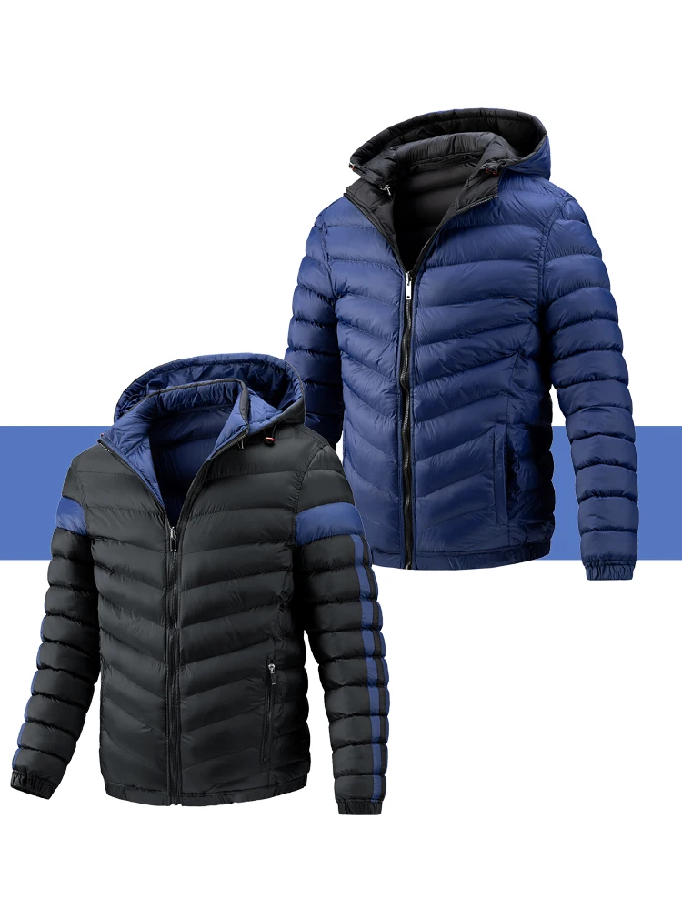 Autumn Men's Coat Windbreaker Fashion Male Cotton Warm Parka Reversible Dressed Winter Outerwear Thermal Bomber Jackets Men