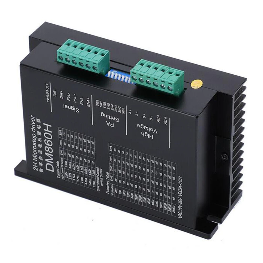 

DM860H Digital Stepper Motor Driver Controller 2.4-7.2A 24-110VDC 18-80VAC 20KHz Chopper Frequency Stepper Motor Driver With Fan