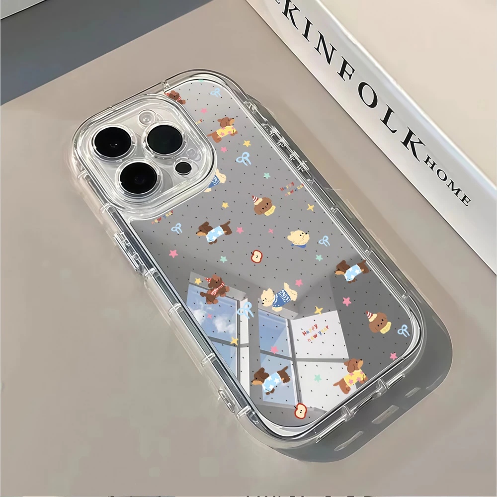 Милый чехол-накладка с воздушной подушкой и зеркалом в горошек для iPhone 17, 13, 12, 11 Pro Max, 14, 15, 16 Pro, XR, XS, 7, 8 Plus, 17Air INS (art.: 3920db1f10fa3) - 3920db1f10fa3
