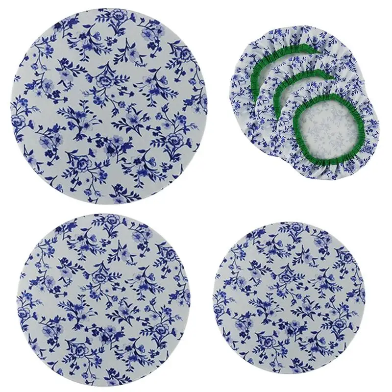

3PCS Universal Bowl Covers Resusable Lid Food Covers Cotton Fabric Elastic Food Storage Cover For Outside Container Home Kitchen