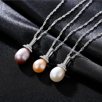 meibapjreal freshwater pearl simple personality geometric pendant necklace 925 solid silver fine jewelry for women