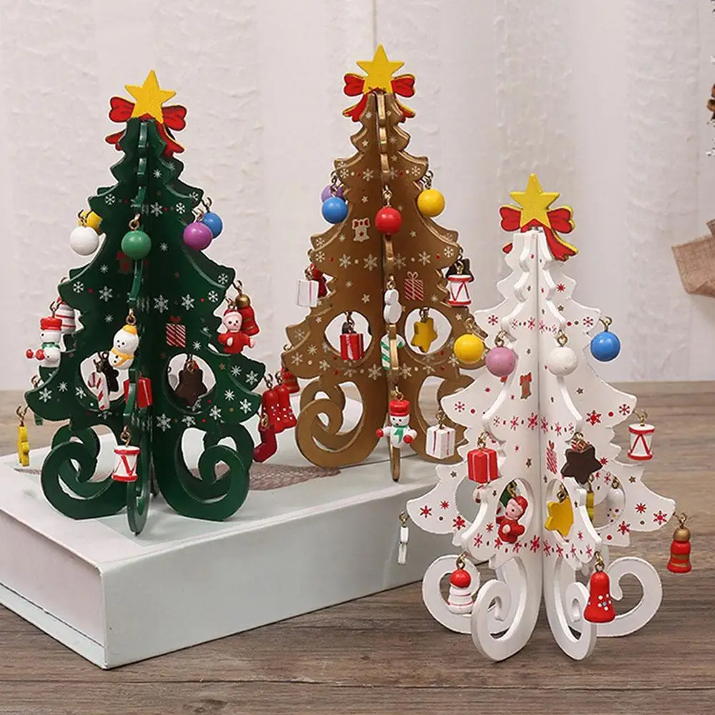 

2024 Christmas Tree Children's Handmade DIY Stereo Wooden Christmas Tree Scene Layout Christmas Decorations Ornaments