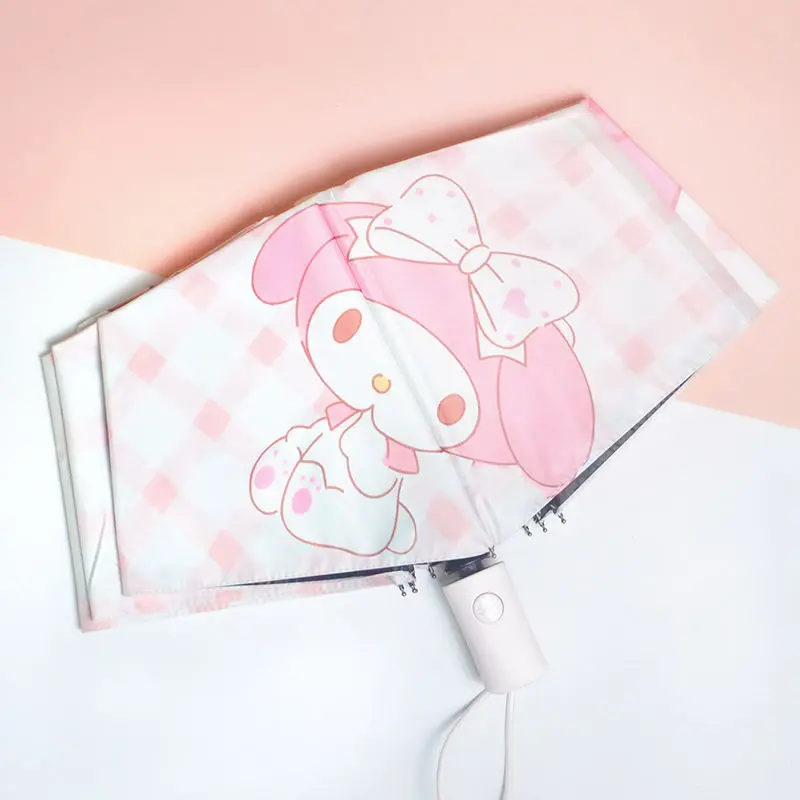 

Kawaii Sanrio Anime Umbrella Cute My Melody Kuromi Portable Folding Umbrella Multifunctional Parasol Creative Children Gifts