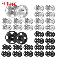20 sets sew on snap buttons metal snap fasteners black silver press studs for clothes bags sewing diy crafting invisible buttons