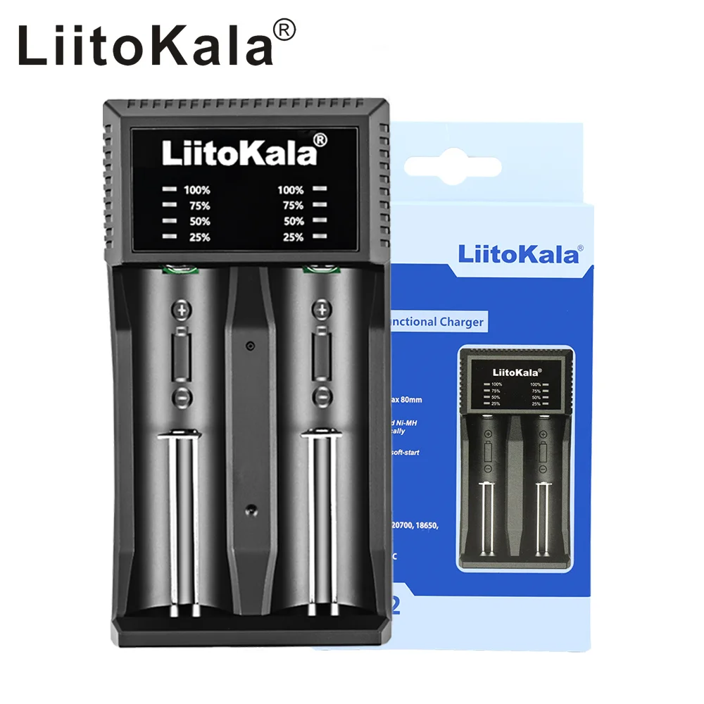 

Умное зарядное устройство LiitoKala Lii-C2 18650 для аккумуляторов 21700/26650/18350/16340/AA/AAA 18500 в 3,7 в Ni-MH Ni-Cd