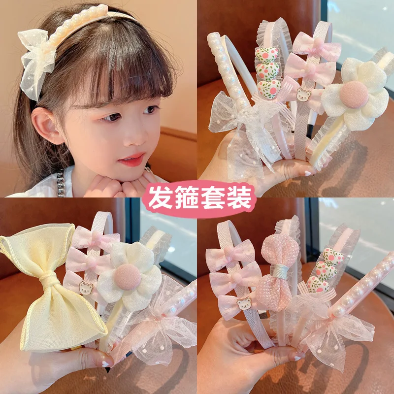 

Children's Hair Hoops Summer Princess Bow Head Hoops Girls' Headwear Hair Accessories Korean Baby Butler Head Broken Hair Hoops
