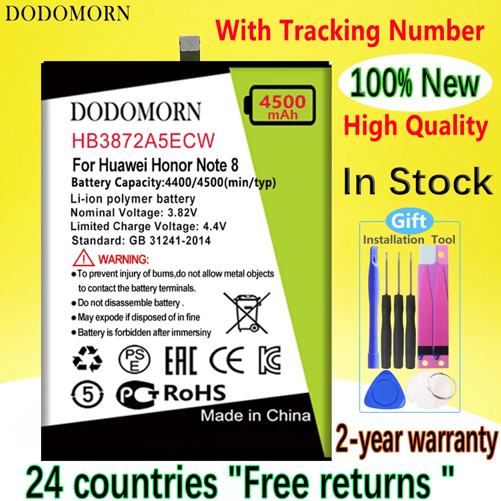 

DODOMORN HB3872A5ECW Аккумулятор для Huawei Honor Note 8 Note8 EDI-DL00 телефон + номер отслеживания