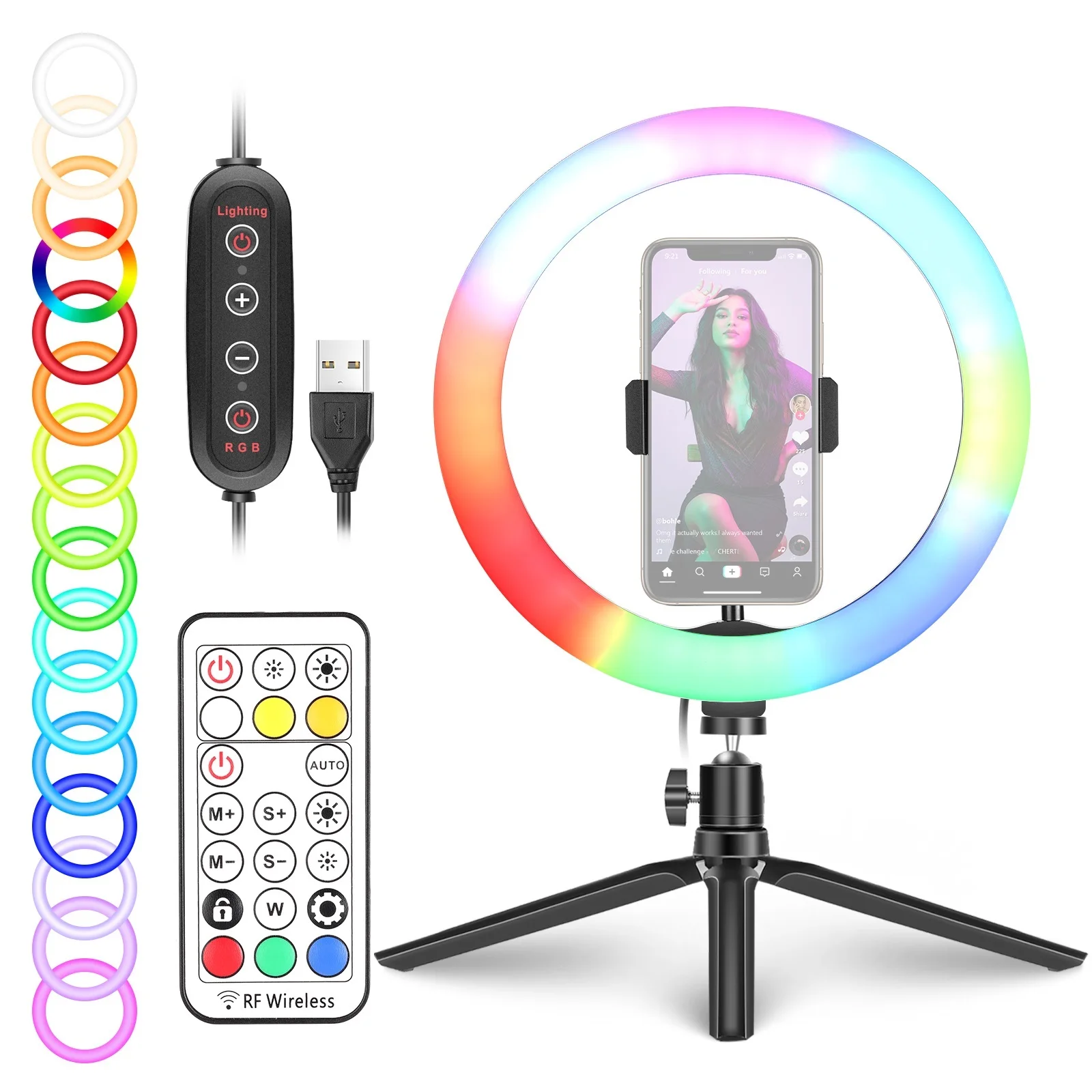 

Neewer 10-inch RGB Ring Light Selfie Light Remote Control,Desk Ringlight for Makeup/Live Streaming/YouTube/Video Shooting