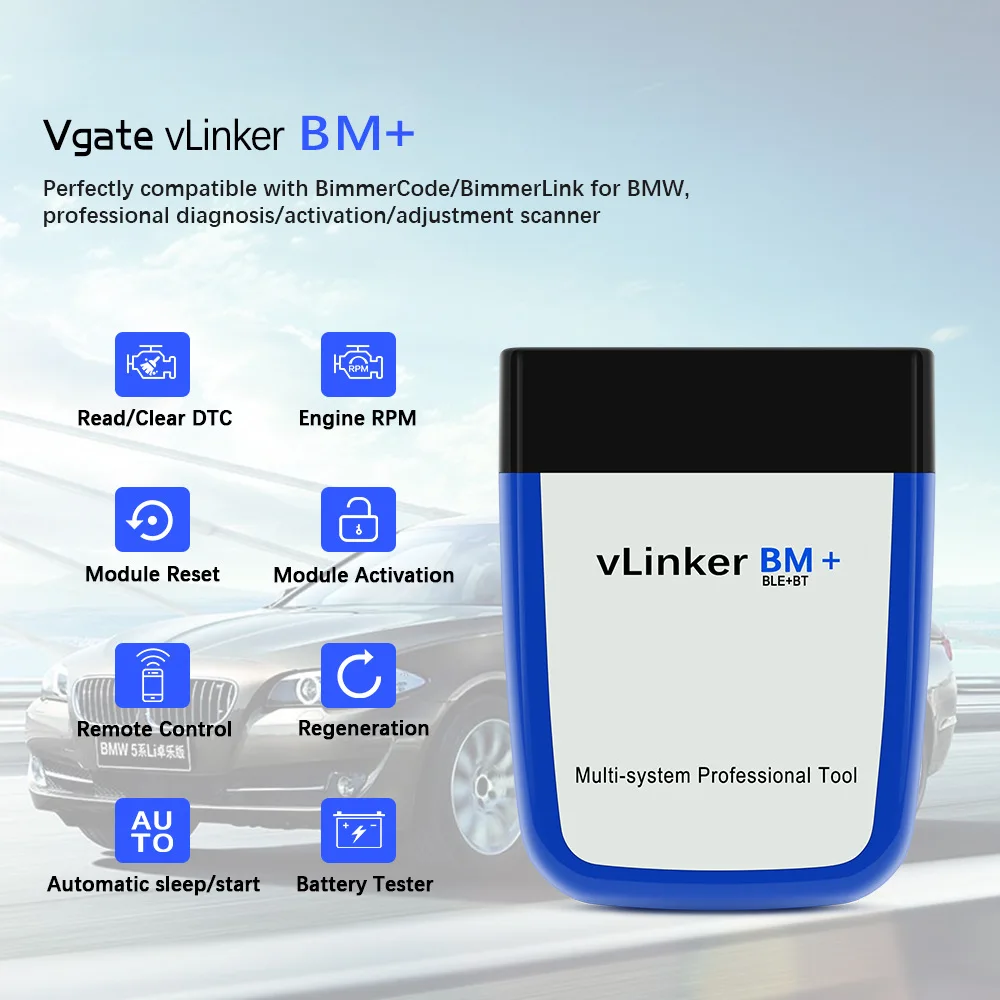 Автомобильный диагностический сканер Vgate vLinker BM + ELM327 V2.2 Bluetooth 4 0 wifi для BMW OBD 2 OBD2 ELM