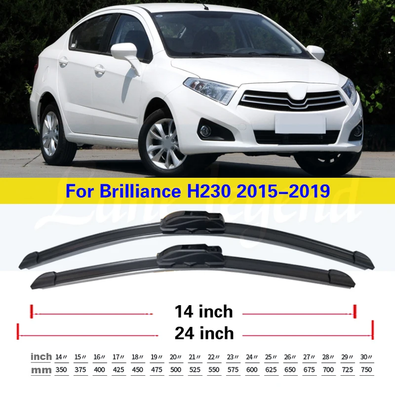 

2 шт. для Brilliance H230 2015 2016 2017 2018 2019 щетки стеклоочистителя аксессуары переднее стекло щетки стеклоочистителя резак 24 "+ 14"