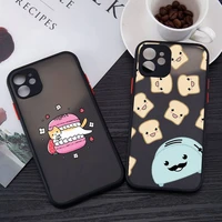 food donut cartoon cute phone case matte transparent for iphone 7 8 11 12 13 plus mini x xs xr pro max cover